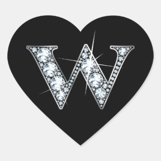 Bling diamant "W" sur Sticker Coeur Noir