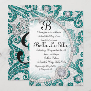 Bling Diamond Pearls Party Invitations