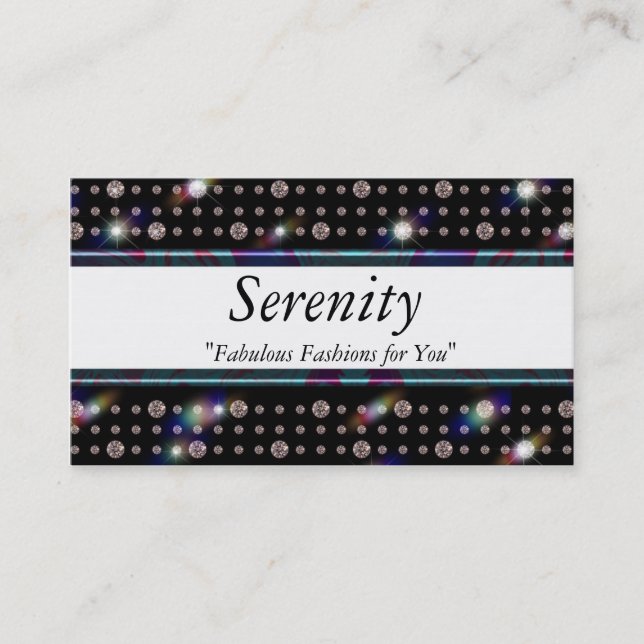 Bling Diamond Purple and Blue E1900 Business Card (Front)