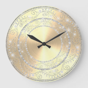 Bling Diamonds Elegant Golden Wedding Gift Large C Clock