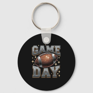 Bling Football Lover Fall Autumn Game Day Football Keychain
