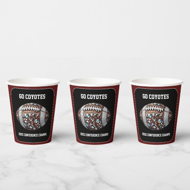 Bling Football Party Big Game Bowl Game Paper Cups (Multi)