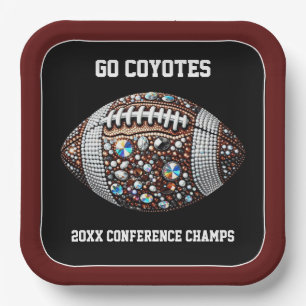 Bling Football Party Big Game Bowl Game Paper Plate