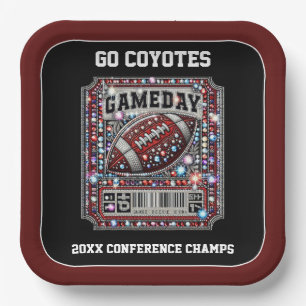 Bling Football Party Big Game Bowl Game Ticket Paper Plate
