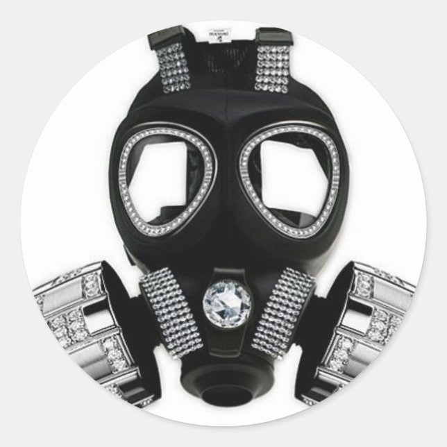 Bling Gas Mask Classic Round Sticker (Front)