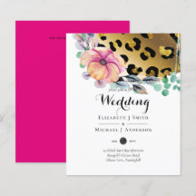 Bling Girly Glam Leopard Print Pink Gold Wedding
