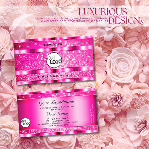 Bling Glam Girly Pink Glitter Sparkle Stars Logo Business Card