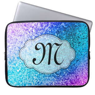 Bling Glitter Girly Pink Monogram 15" Laptop Case