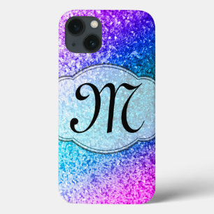 Bling Glitter Girly Pink Purple Monogram IPAD Case