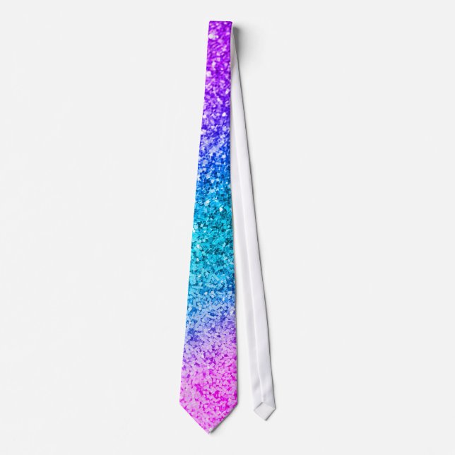 Bling Glitter Girly Pink Purple Teal Mens Tie (Front)