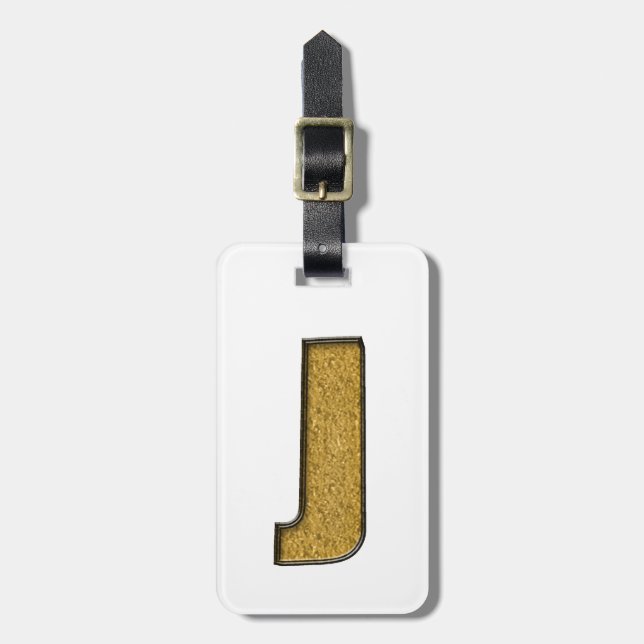 Bling Gold J Luggage Tag (Front Vertical)