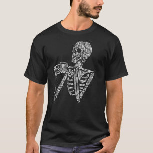 Bling Goth Rhinestone Skull Skeleton Drinking Coff T-Shirt