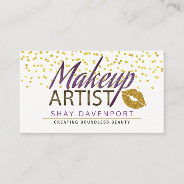 Bling Makeup Artist Faux Glitter Lips Business Card (Front)