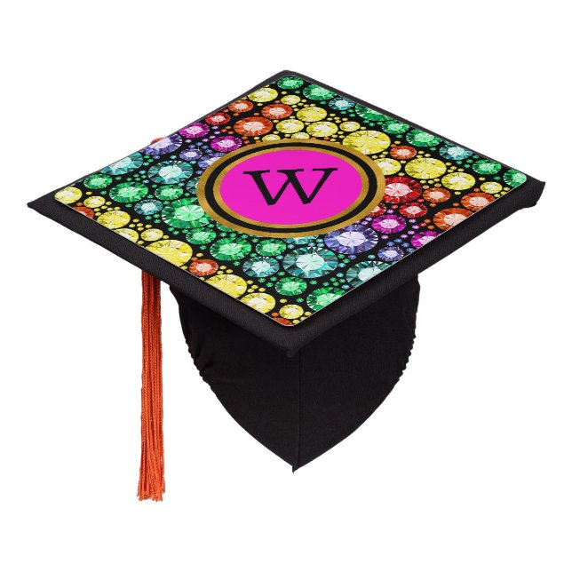 BLING Monogram   Graduation Cap Topper (Angled)