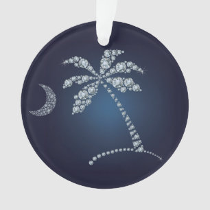 Bling Palm Tree and Crescent Moon Ornament