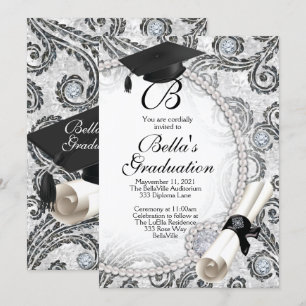 Bling Pearl Graduation Invitations