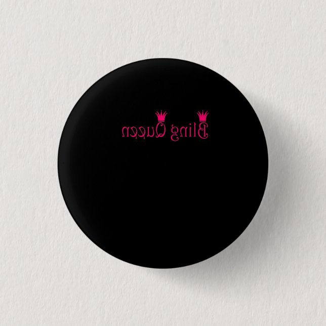 Bling Queen Reverse Pink Paparazzi Live Mirror 1 Inch Round Button (Front)