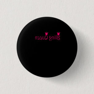 Bling Queen Reverse Pink Paparazzi Live Mirror 1 Inch Round Button