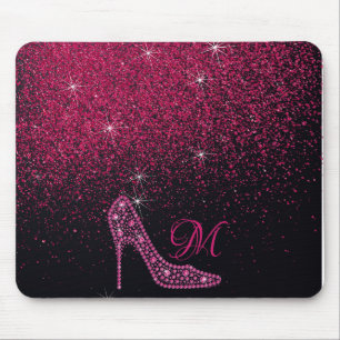 Bling Sparkle Diamond Glitter High Heels Pink Mouse Pad