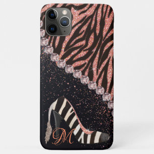 Bling Sparkle Diamond Glitter Zebra Rose Gold iPhone 11 Pro Max Case