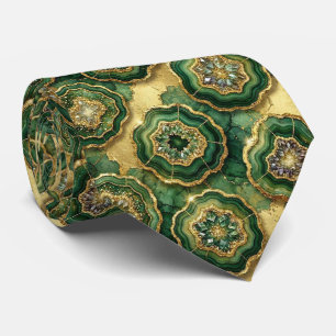 Bling & Sparkle Forest Green Gold Geode Neck Tie