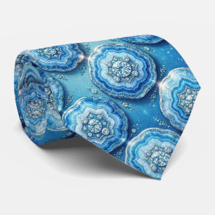 Bling & Sparkle   Luxury Ocean Blue Geode Neck Tie
