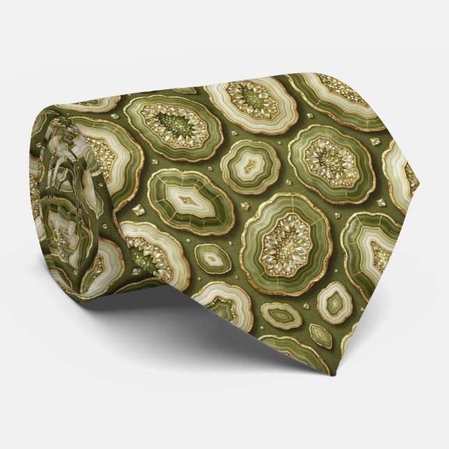 Bling & Sparkle | Luxury Olive Gold Geode Neck Tie (Rolled)