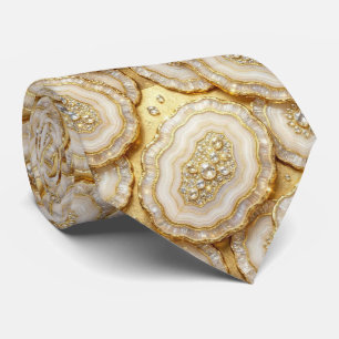 Bling & Sparkle Luxury White Gold Geode Neck Tie