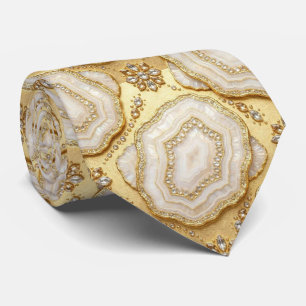 Bling & Sparkle Luxury White Gold Geode Neck Tie