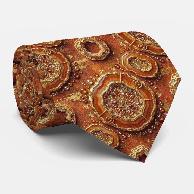 Bling & Sparkle | Rust + Gold Geode Neck Tie (Rolled)
