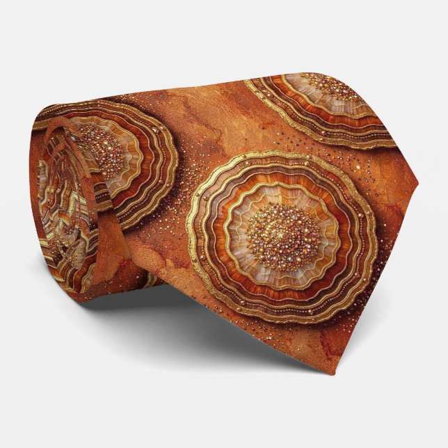 Bling & Sparkle | Rust + Gold Geode Neck Tie (Rolled)