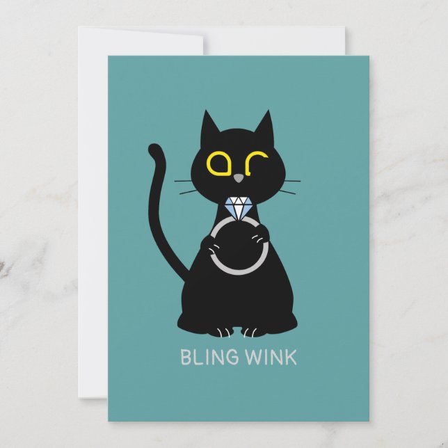 BLING WINK Funny Cat Proposal Greeting Card (Front)