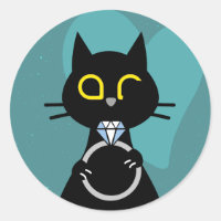 BLING WINK – Funny Proposal Black Cat Sticker