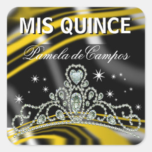 Blinged Out Quinceañera Sparkling Tiara Square Sticker