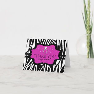Blingin Zebra Bachelorette Thank You Card