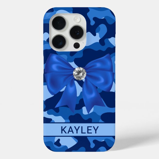 Blingy Blue Camouflage Personalized Case-Mate iPhone Case (Back)