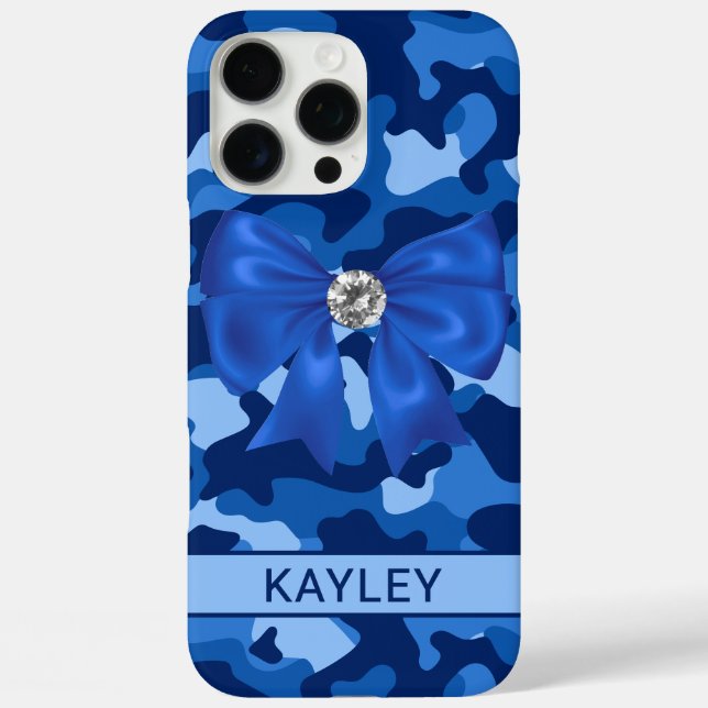 Blingy Blue Camouflage Personalized Case-Mate iPhone Case (Back)