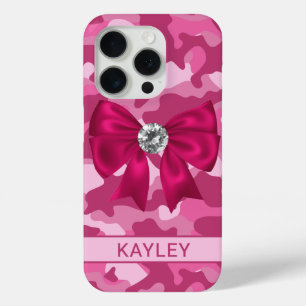 Blingy Pink Camouflage Personalized iPhone 15 Pro Case