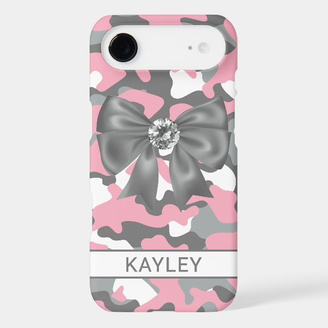 Blingy Pink Grey Camouflage Personalized (Back)