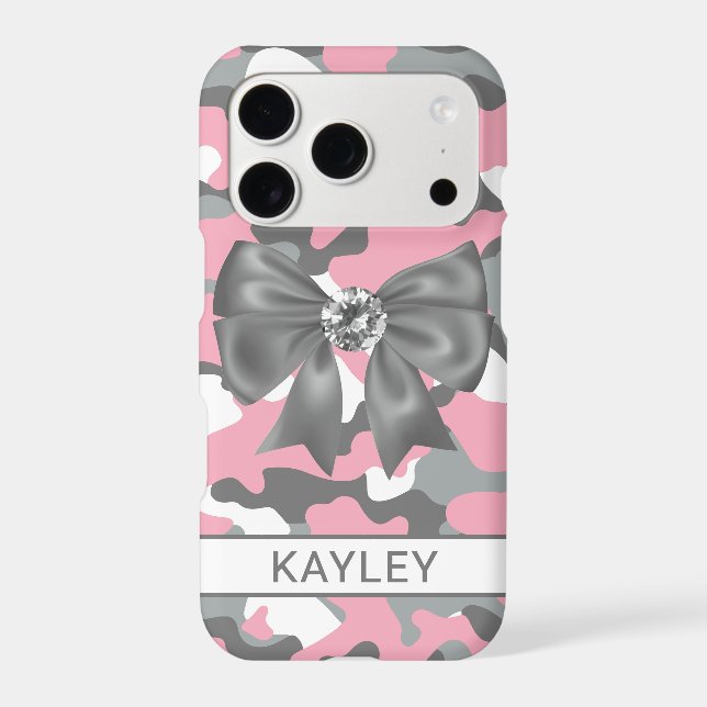Blingy Pink Grey Camouflage Personalized (Back)