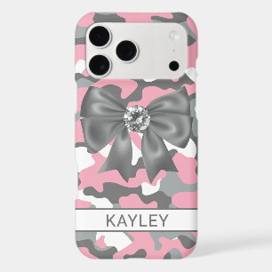 Blingy Pink Grey Camouflage Personalized