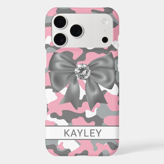 Blingy Pink Grey Camouflage Personalized (Back)