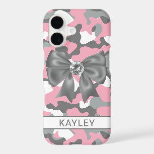 Blingy Pink Grey Camouflage Personalized