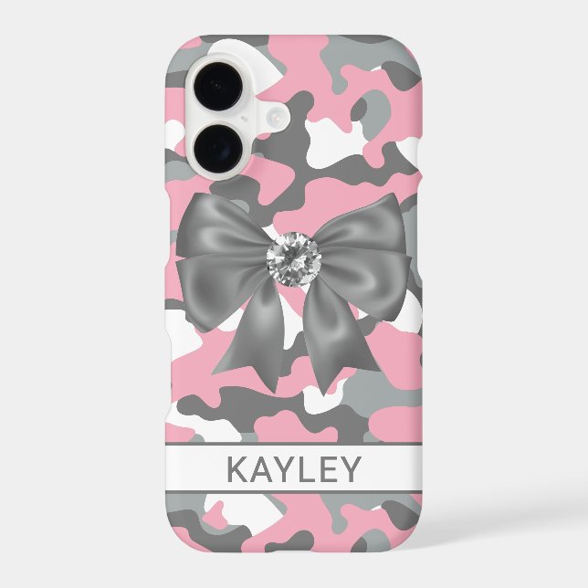 Blingy Pink Grey Camouflage Personalized (Back)
