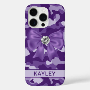 Blingy Purple Camouflage Personalized iPhone 16 Pro Case
