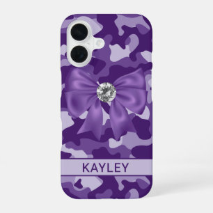 Blingy Purple Camouflage Personalized iPhone 16 Case