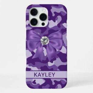 Blingy Purple Camouflage Personalized iPhone 16 Pro Max Case