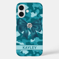 Blingy Teal Camouflage Personalized