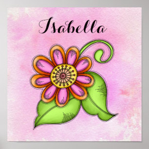 Bliss Aquarelle Doodle Poster