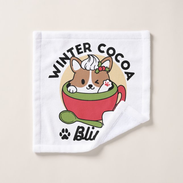 Bliss de cacao d'hiver - Chien mignon en mode Mug (Gant de toilette)